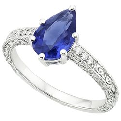 Natural Sapphire Ring 4.25ct - White Gold 14K