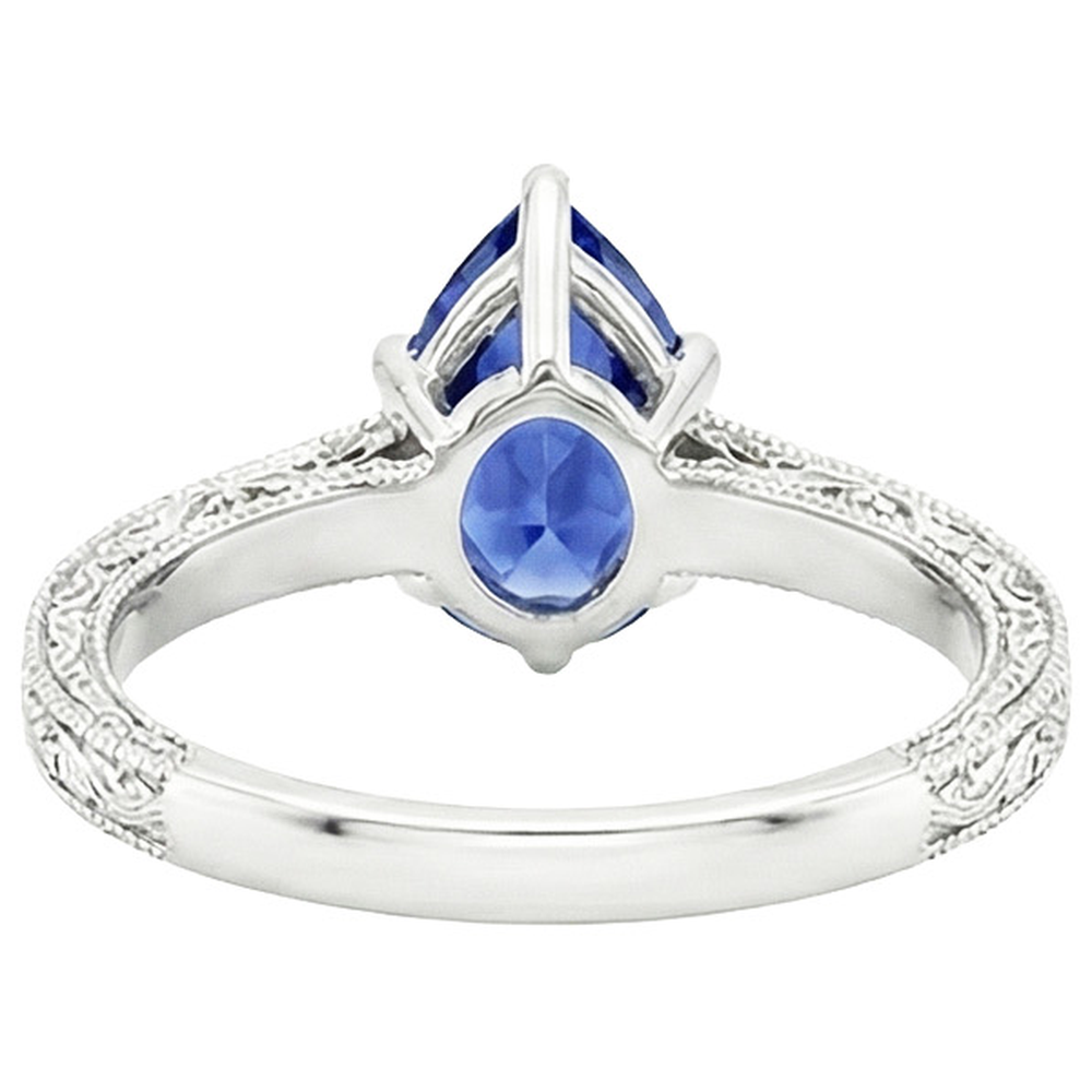 natural round sapphire 4.25ct ring top view