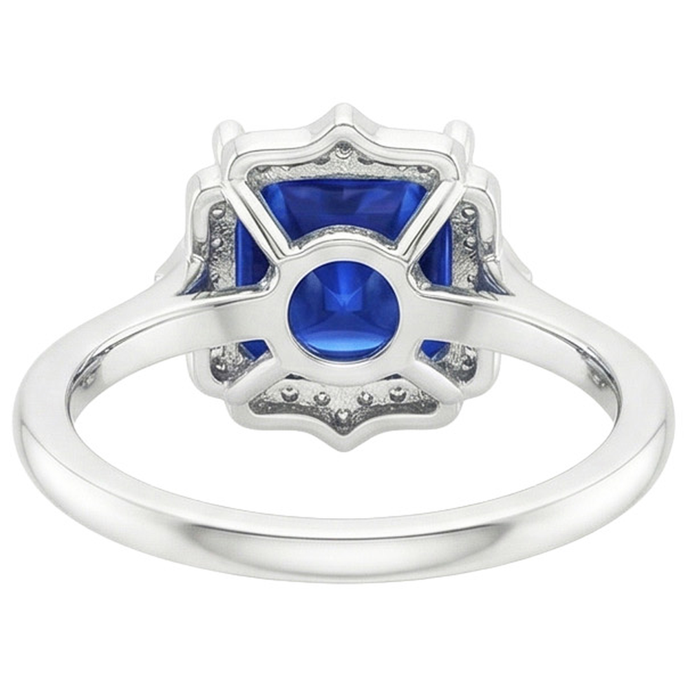 natural round sapphire 6ct ring close up detail