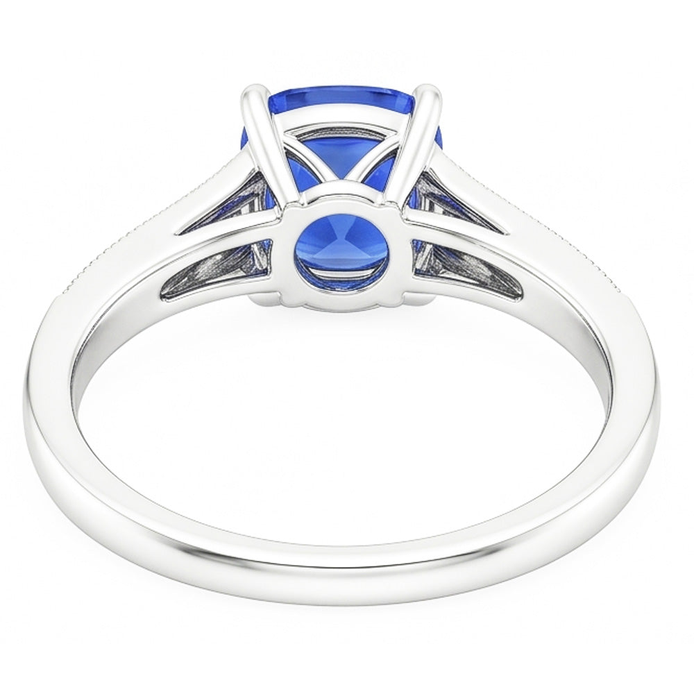 Vintage Style Natural Earth Mined Diamond ( Not Lab Grown ) Ring Cushion Ceylon Sapphire Jewelry 2.50 Carats