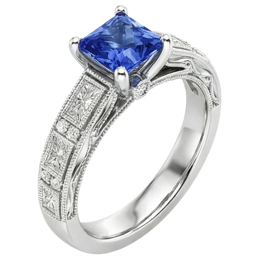 natural princess sapphire 5.50ct ring close up detail