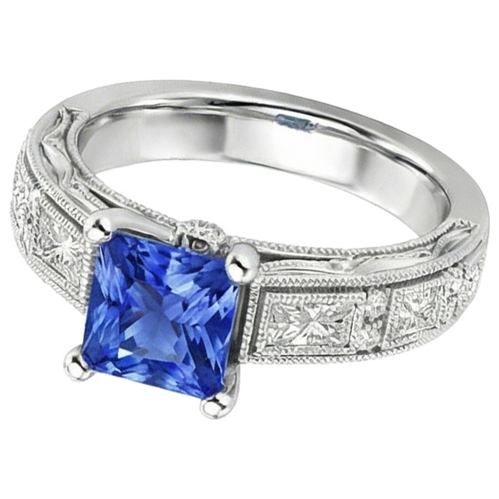 natural princess sapphire 5.50ct ring front view