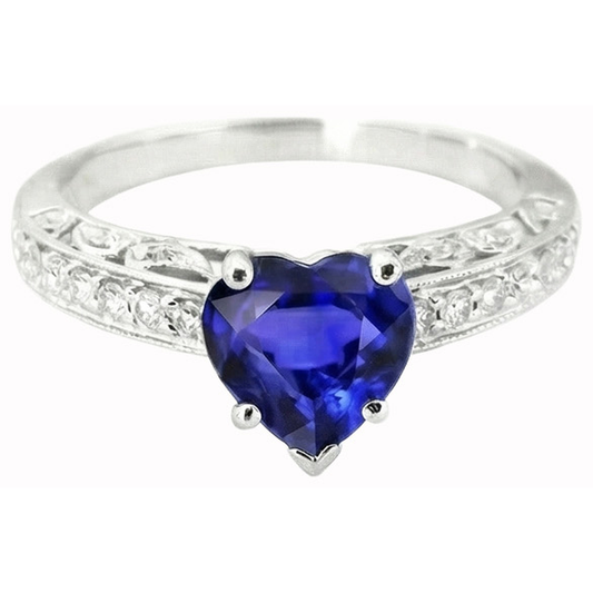 natural round sapphire 1.50ct ring front view