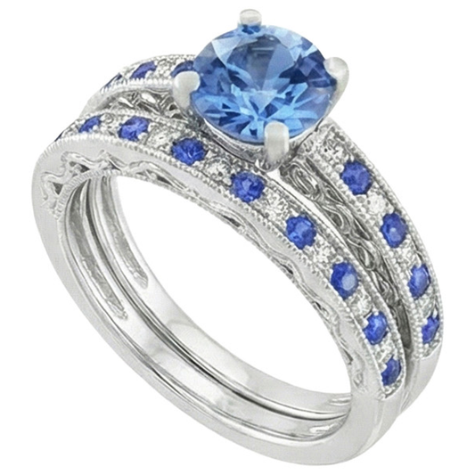 natural round sapphire 7ct ring side angle