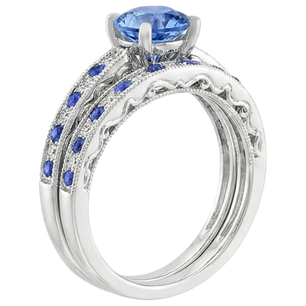 natural round sapphire 7ct ring top view
