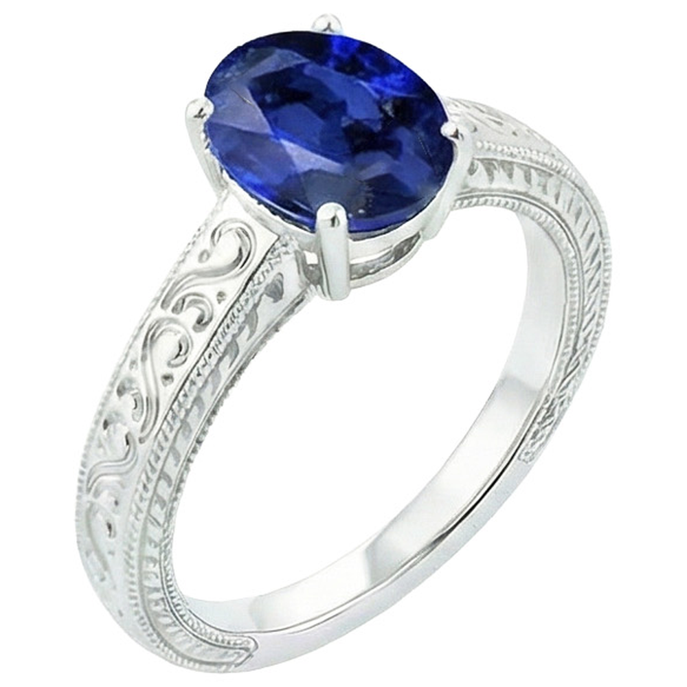 natural oval sapphire 4.50ct ring side angle