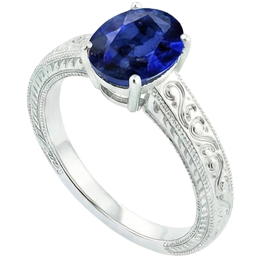 natural oval sapphire 4.50ct ring close up detail