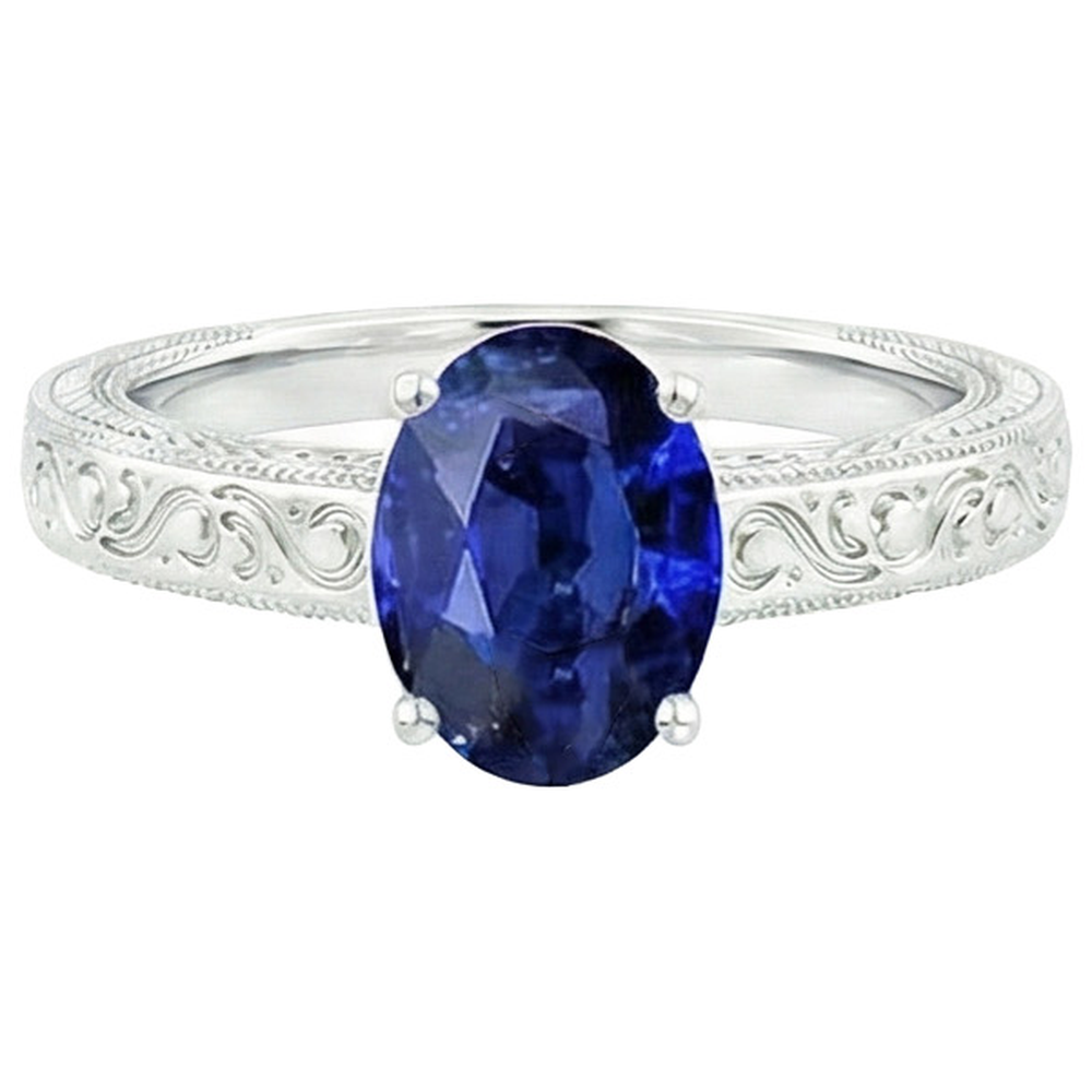 natural oval sapphire 4.50ct ring front view