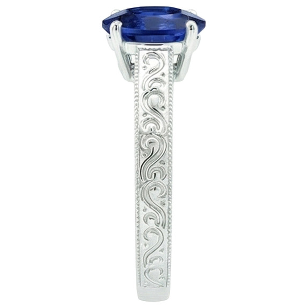 natural oval sapphire 4.50ct ring profile view