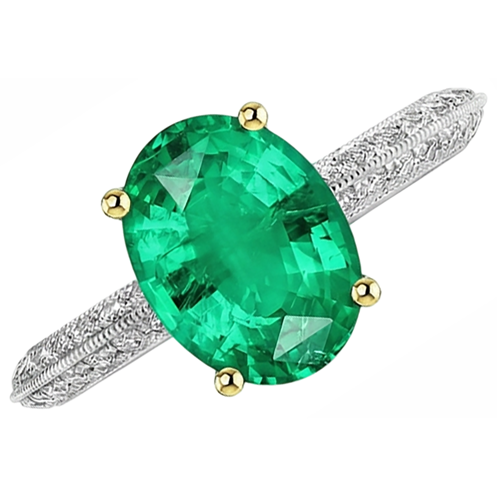 Earth-Mined Fine Emerald Gemstone Ring – side view