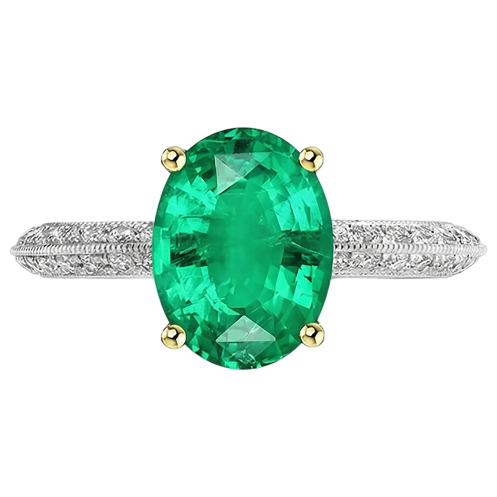 Handcrafted Fine Emerald Gemstone Ring 3.50 ct – profile view