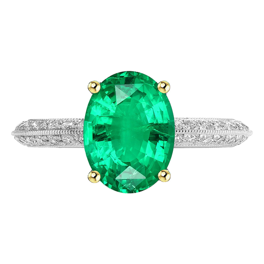 Handcrafted Fine Emerald Gemstone Ring 3.50 ct – main view