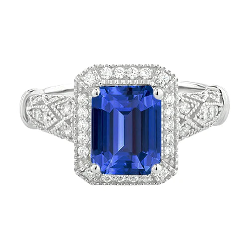 Vintage Look Art Deco Sapphire Diamond Ring