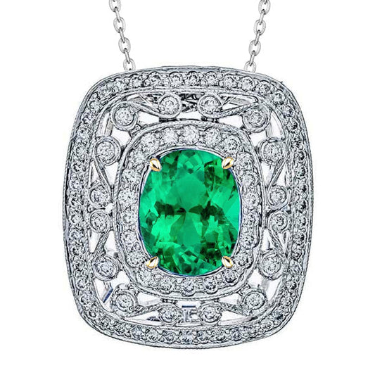 Handmade Stone Pendant Necklace 3.50 ct – main view
