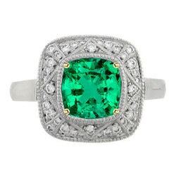 3 ct Colombian Emerald Gemstone Ring in 14 Karat Two Tone Gold