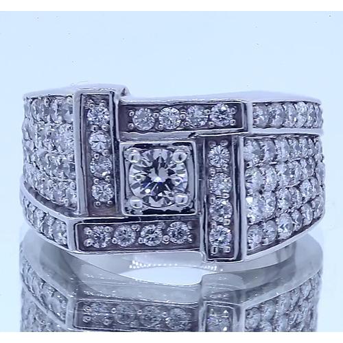 Vintage Look Men’s Ring Round Real Diamond Jewelry 3 Carats