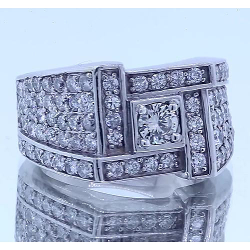 Vintage Look Men’s Ring Round Real Diamond Jewelry 3 Carats