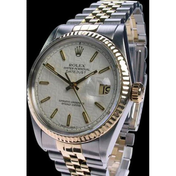 Rolex Datejust Watch Gents Fluted Bezel Two Tone Jubilee