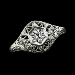 Vintage Style 3 Stone Ring Old Cut Round Real Natural Earth Mined Diamond 1.50 Carats Milgrain