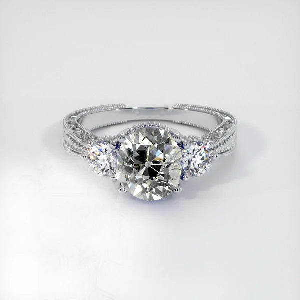 Vintage Style 3 Stone Ring Round Old Mine Cut Real Diamonds 2.25 Carats