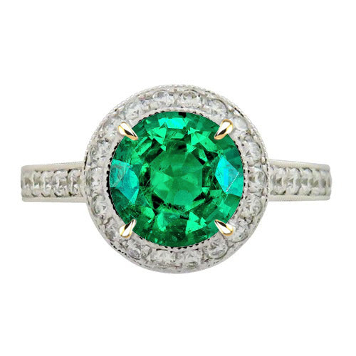 Precious Stone Ring Two-Tone 14K Gold with Emerald – main view