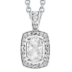 Vintage Style Genuine Natural Earth Mined Diamond Pendant Slide Oval Old Miner 5 Carats Filigree