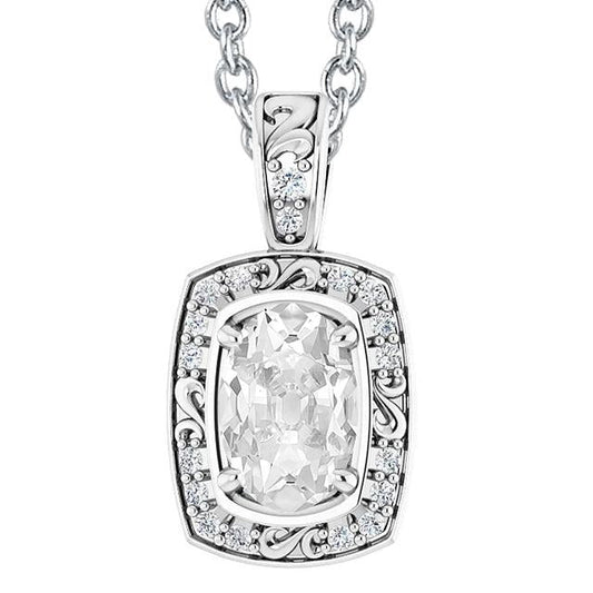 Vintage Style Genuine Diamond Pendant Slide Oval Old Miner 5 Carats Filigree