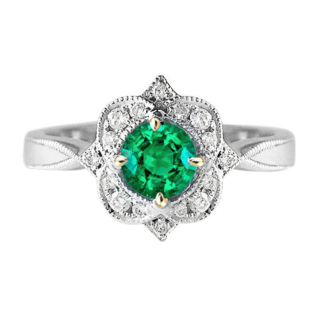 Natural Colombian Emerald Precious Stone Ring 1.50 ct Two-Tone 14K Gold – main view