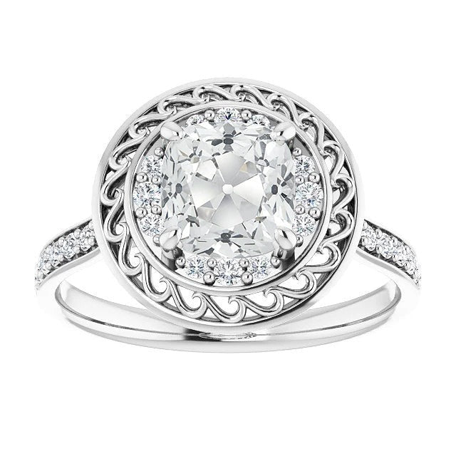 Vintage Style Halo Anniversary Real Cushion Old Cut Diamond Ring 7.50 Carats