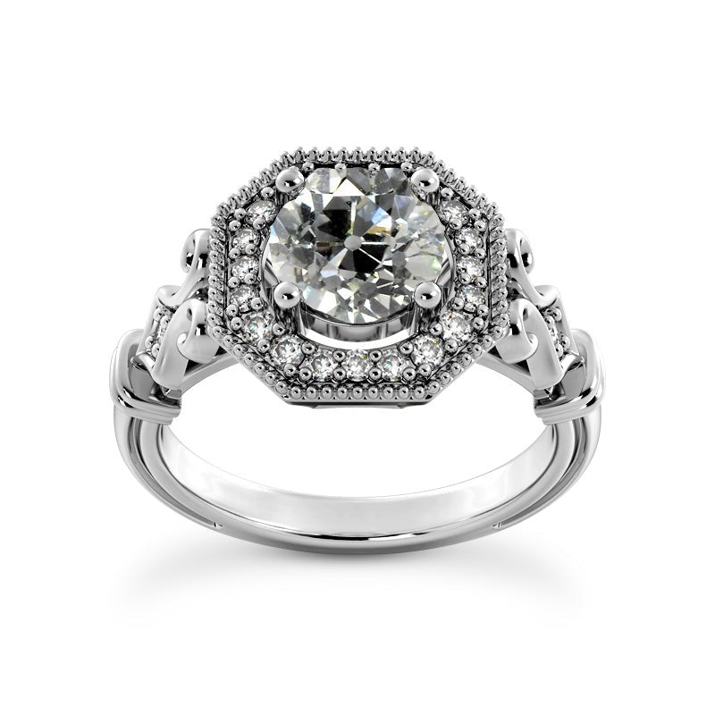 Vintage Style Halo Natural Old Cut Round Diamond Ring 3.50 Carats Gold