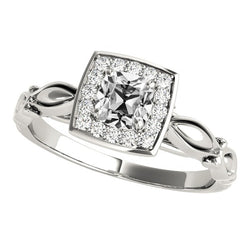 Vintage Style Halo Real Cushion Old Mine Cut Natural Earth Mined Diamond Ring 4 Carats Filigree
