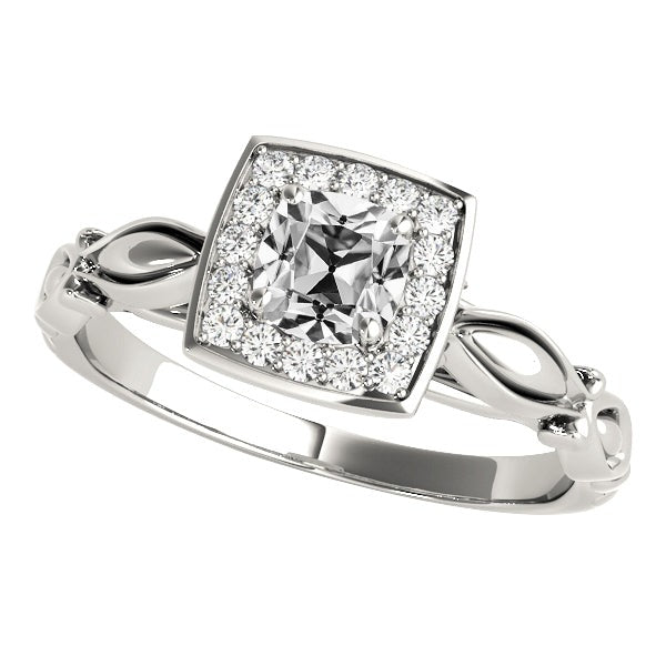 Vintage Style Halo Real Cushion Old Mine Cut Diamond Ring 4 Carats Filigree