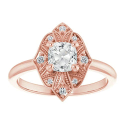 Vintage Style Halo Ring Cushion Old Mine Cut Real Natural Earth Mined Diamond Gold 3.75 Carats