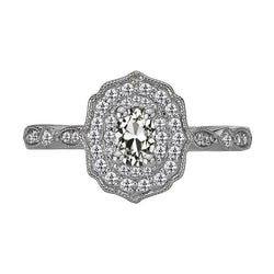 Vintage Style Halo Ring Oval Old Cut Genuine Natural Earth Mined Diamond 4.50 Carats Milgrain