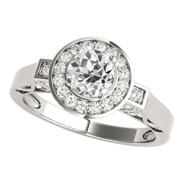 Vintage Style Halo Round Real Old Cut Diamond Ring Gold 3.50 Carats