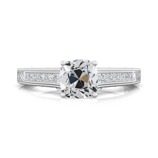 Vintage Style Lady’s Ring Princess & Cushion Old Miner Natural Diamond 4.50 Carats