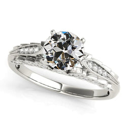 Vintage Style Old Mine Cut Real Natural Earth Mined Diamond Ring 3.50 Carats Gold Milgrain