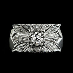 Vintage Style Old Miner Natural Earth Mined Diamond Ladies Ring 2 Carats Gold Milgrain