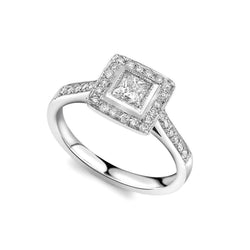 Vintage Style Princess And Round Cut Real Natural Earth Mined Diamond Halo Ring 2.60 Ct