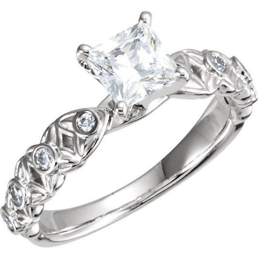 Vintage Style Real Diamond Engagement Ring 1.66 Carats White Gold 14K