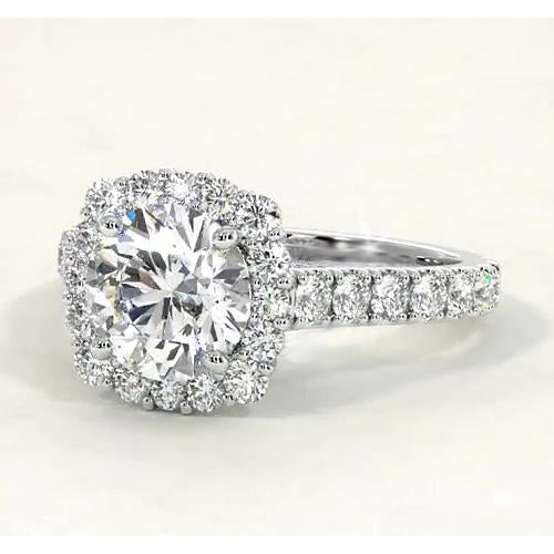 Vintage Style Real Diamond Halo Ring 4.50 Carats White Gold 14K