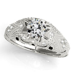 Vintage Style Real Natural Earth Mined Diamond Ring Round Old Cut Milgrain 2.75 Carats Gold