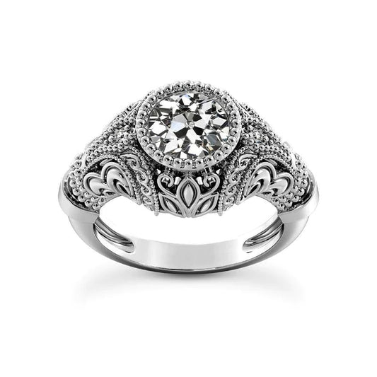 Vintage Style Round Old Cut Natural Diamond Engagement Ring 1.75 Carats