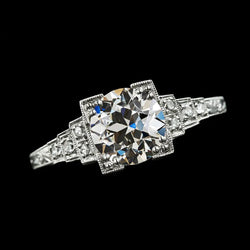 Vintage Style Round Old Mine Cut Natural Earth Mined Diamond Ring 3 Carats White Gold