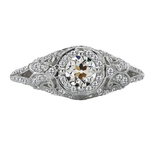 Vintage Style Round Old Mine Cut Real Diamond Halo Wedding Ring 3.50 Carats