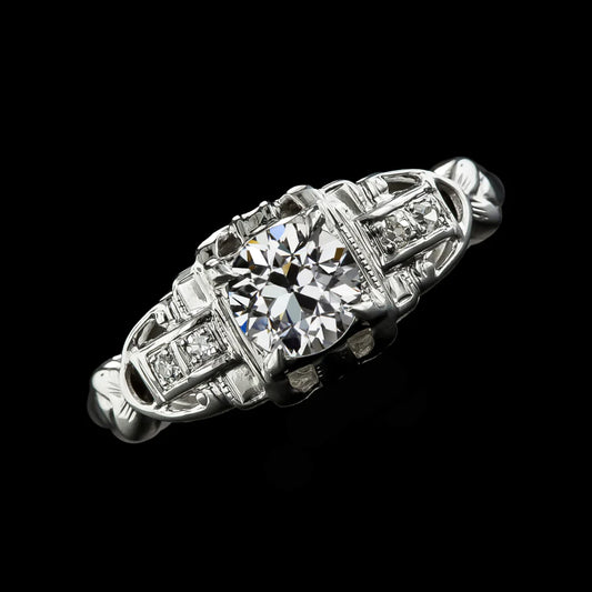 Vintage Style Round Old Mine Cut Real Diamond Ring 2.25 Carats White Gold