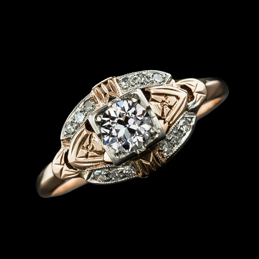 Vintage Style Round Old Miner Natural Diamond Ring Gold 2.75 Carats Jewelry