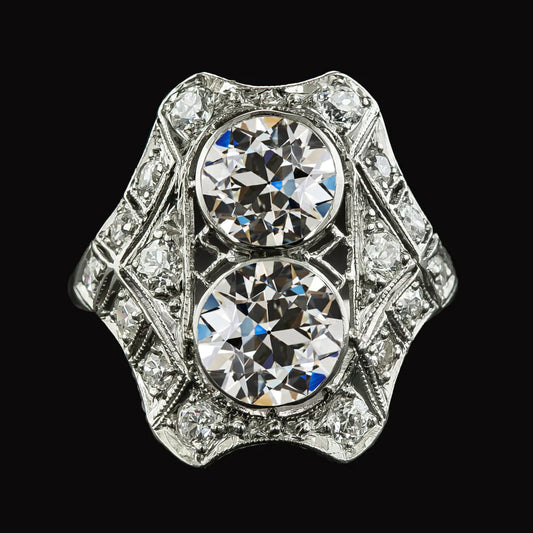 Vintage Style Round Old Miner Real Diamond Wedding Ring Bezel Set 7 Carats