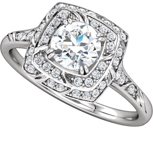 Vintage Style Round Real Diamond Halo Ring With Accents 2.30 Ct.