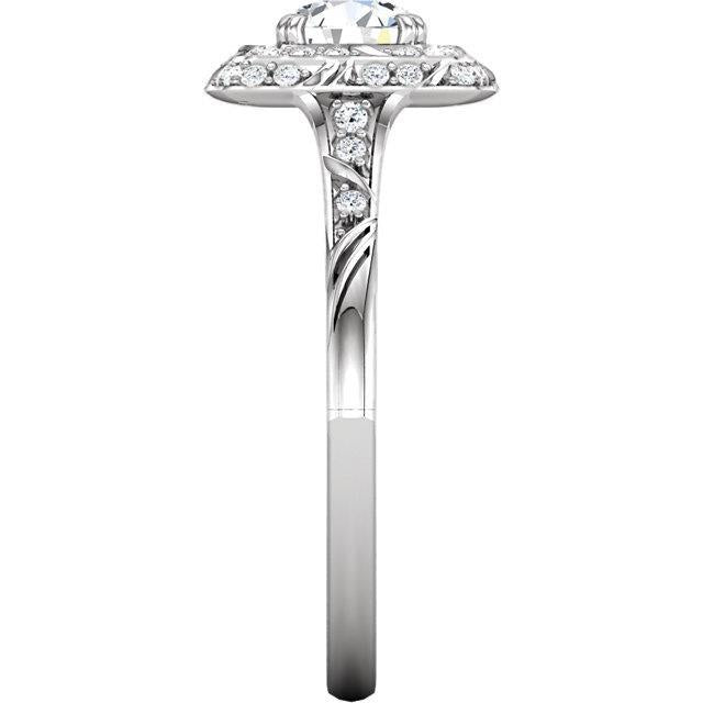 Vintage Style Round Real Diamond Halo Ring With Accents 2.30 Ct.